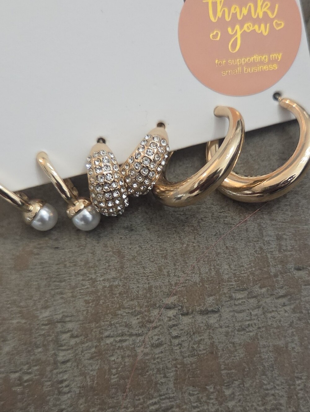 Nordstrom Gold Tone Earring Set with Pearl and Pave Crystal Details